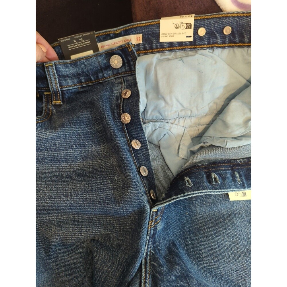 LEVI'S Ribcage Straight Ankle Super High Rise 32 X 29  Blue Denim Jeans $98‎